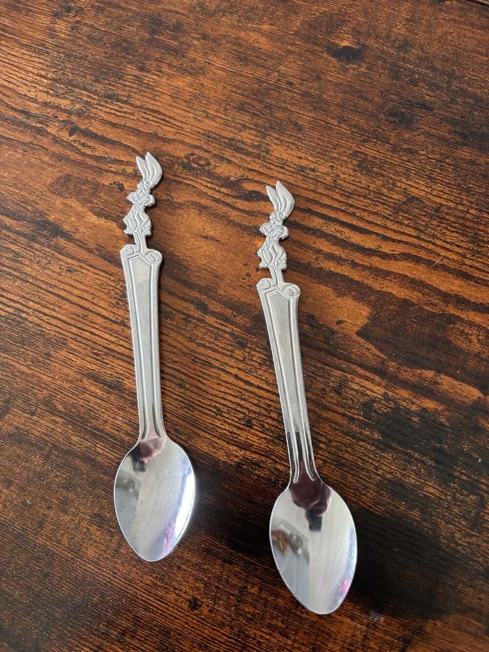 Set of 2 Vintage Nestle Quik Rabbit Stainless Steel Collector Spoons